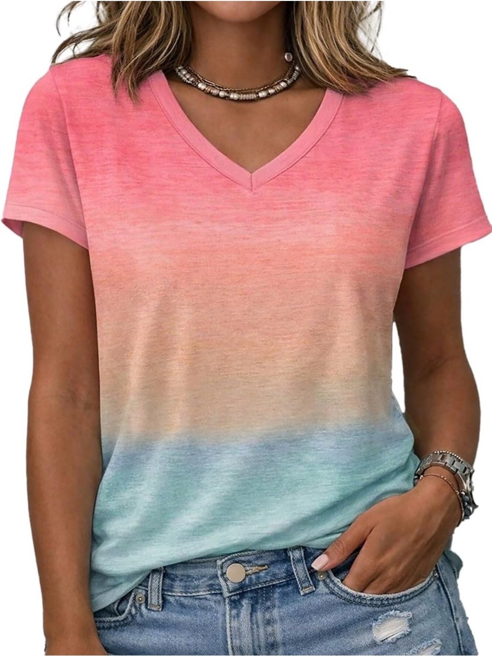 Flamingals Womens Short Sleeve V Neck Summer Tops XL PS5-9